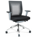 ID Air, Basic dark, Plano fabric-66 nero, Soft grey, 5 star foot, polished aluminium, With 2D armrests, Hard castors for carpets