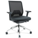 ID Mesh, FlowMotion-with tilt mechanism, with seat depth adjustment, With 3D-armrests, 5 star foot, polished aluminium, Basic dark, Silk mesh seat cover, diamond mesh back, Nero, Soft castors for hard floor surfaces