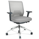 ID Mesh, FlowMotion-with tilt mechanism, with seat depth adjustment, With 3D-armrests, 5 star foot, polished aluminium, Basic dark, Silk mesh seat cover, diamond mesh back, Soft grey, Soft castors for hard floor surfaces