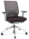 ID Mesh, FlowMotion-without tilt mechanism, without seat depth adjustment, With 3D-armrests, 5 star foot, polished aluminium, Soft grey, Plano seat cover, diamond mesh back, Brown