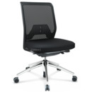 ID Mesh, FlowMotion-with tilt mechanism, with seat depth adjustment, Without armrests, 5 star foot, polished aluminium, Basic dark, Plano seat cover, diamond mesh back, Nero, Hard castors for carpets