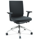 ID Soft, FlowMotion-with tilt mechanism, with seat depth adjustment, With 2D armrests, 5 star foot, polished aluminium, Basic dark, Silk mesh seat and back, Nero, Soft castors for hard floor surfaces