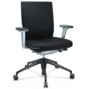 ID Soft, FlowMotion-without tilt mechanism, without seat depth adjustment, With 3D-armrests, 5 star foot , basic dark plastic, Soft grey, Seat and back Plano, Nero, Soft castors for hard floor surfaces