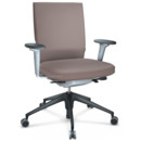 ID Soft, FlowMotion-with tilt mechanism, with seat depth adjustment, With 3D-armrests, 5 star foot , basic dark plastic, Soft grey, Silk mesh seat and back, Mauve grey, Hard castors for carpets