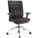 ID Trim, With lumbar support, FlowMotion-without tilt mechanism, without seat depth adjustment, With 2D armrests, 5 star foot, polished aluminium, Seat and back, leather, Chocolate, Hard castors for carpets