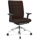 ID Trim, With lumbar support, FlowMotion-without tilt mechanism, without seat depth adjustment, With 2D armrests, 5 star foot, polished aluminium, Seat and back Plano, Brown, Hard castors for carpets