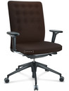 ID Trim, With lumbar support, FlowMotion-without tilt mechanism, without seat depth adjustment, With 3D-armrests, 5 star foot , basic dark plastic, Seat and back Plano, Brown