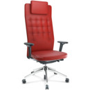 ID Trim L, FlowMotion with seath depth adjustment, With 3D-armrests, Basic dark, Leather red, Hard castors for carpets