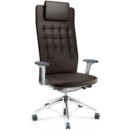 ID Trim L, FlowMotion without seath depth adjustment, With 3D-armrests, Soft grey, Leather marron, Hard castors for carpets