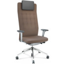 ID Trim L, FlowMotion with seath depth adjustment, With 3D-armrests, Soft grey, Plano fabric coffee, Hard castors for carpets