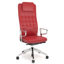 ID Trim L, FlowMotion without seath depth adjustment, With polished aluminium ring armrests, Basic dark, Leather red