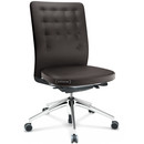 ID Trim, Without lumbar support, FlowMotion-without tilt mechanism, without seat depth adjustment, Without armrests, 5 star foot, polished aluminium, Seat and back, leather, Chocolate, Soft castors for hard floor surfaces