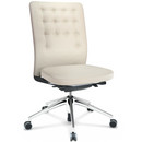 ID Trim, With lumbar support, FlowMotion-without tilt mechanism, without seat depth adjustment, Without armrests, 5 star foot, polished aluminium, Seat and back, leather, Snow, Hard castors for carpets