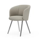 Mikado Armchair, Aluminium polished, Plano, Parchment / cream white, Glides for carpets