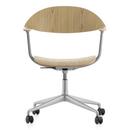 Mynt Office Svivel Chair four-star base, Natural oak, protective varnish, Without upholstery, Without upholstery, Aluminium blasted, Soft castors for hard floor surfaces