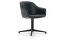 Softshell Chair with four star base, Aluminum base powder coated basic dark, Leather (Standard), Nero