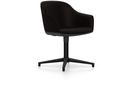 Softshell Chair with four star base, Aluminum base powder coated basic dark, Plano, Brown