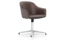 Softshell Chair with four star base, Aluminium polished, Leather (Standard), Marron