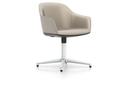Softshell Chair with four star base, Aluminium polished, Leather (Standard), Sand
