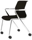 Unix Chair with Four-legged Base on Castors, Diamond Mesh brown, Soft grey, Aluminium polished