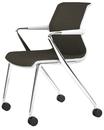 Unix Chair with Four-legged Base on Castors, Diamond Mesh dimgrey, Soft grey, Aluminium polished