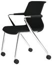 Unix Chair with Four-legged Base on Castors, Diamond Mesh nero, Basic dark, Aluminium polished
