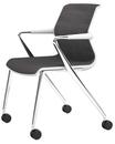 Unix Chair with Four-legged Base on Castors, Silk Mesh dimgrey, Soft grey, Aluminium polished