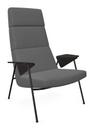 Votteler Chair, Higher back, Fabric Gaia silver, Matt black powder-coated, Flamed oak