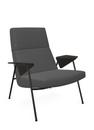 Votteler Chair, Low back, Fabric Gaia tourmaline, Matt black powder-coated, Flamed oak