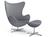 Fritz Hansen - Egg Chair, Christianshavn, Christianshavn 1170 - Light Grey Uni, Satin polished aluminium, With footstool