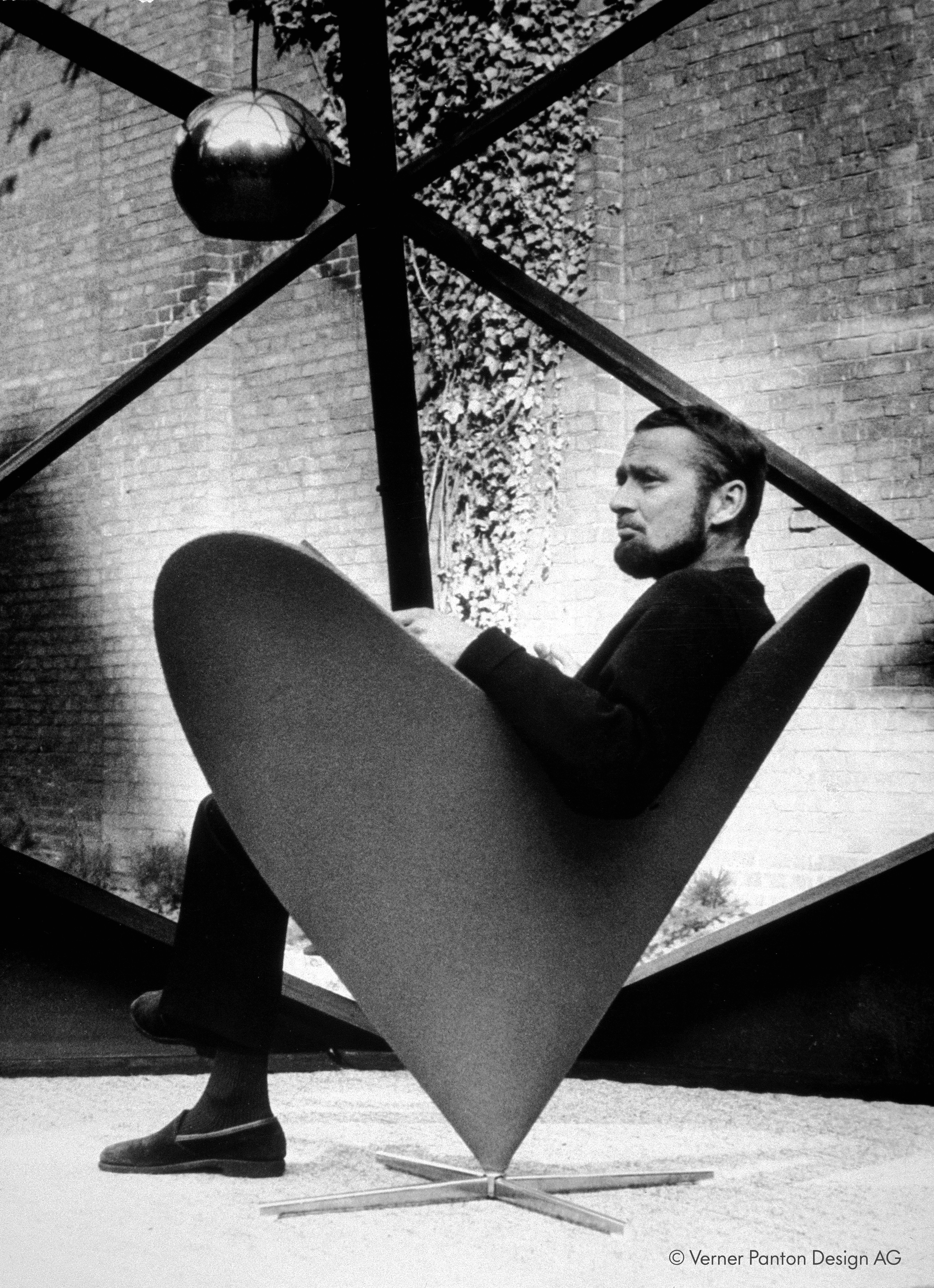Verner Panton in his Heart Cone Chair