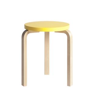 Stool 60 Seat lacquered yellow, Legs birch clear varnished