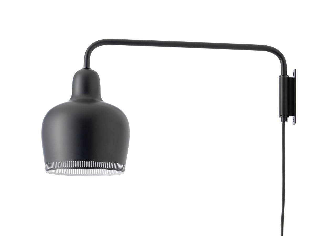 Artek Wall Light A330S Golden Bell, Black by Alvar Aalto, 1937