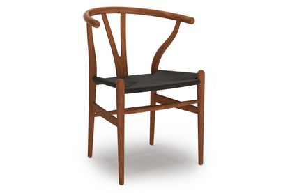 CH24 Wishbone Chair Lacquered walnut|Black mesh