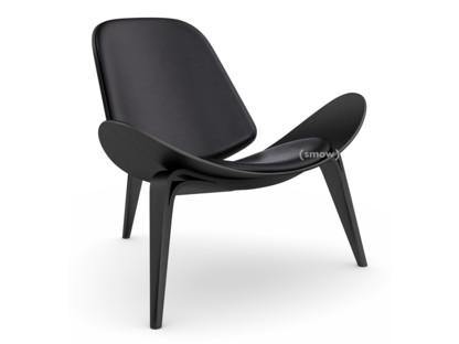 CH07 Shell Chair Black lacquered oak|Leather black