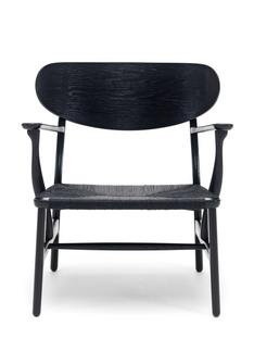 CH22 Lounge Chair Black lacquered oak, black paper yarn