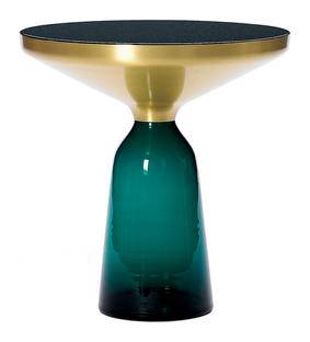Bell Side Table Brass with clear varnish|Emerald green