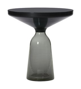 Bell Side Table Black burnished steel, clear varnish|Quartz grey