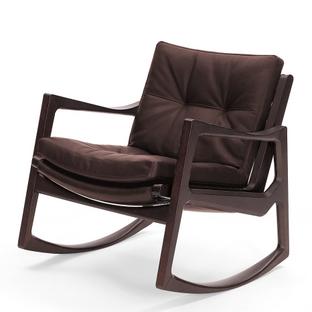 Euvira Rocking Chair Soft Brown stained oak|Classic leather chocolate