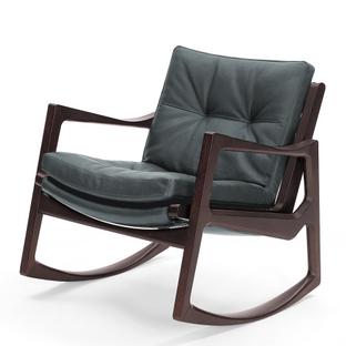 Euvira Rocking Chair Soft Brown stained oak|Classic leather grey