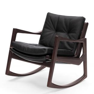 Euvira Rocking Chair Soft Brown stained oak|Classic leather black