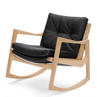 Euvira Rocking Chair Soft Oak|Classic leather black