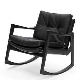 Euvira Rocking Chair Soft Black stained oak|Classic leather black