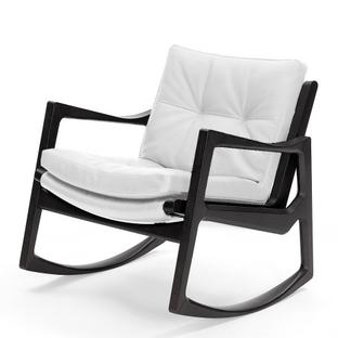 Euvira Rocking Chair Soft Black stained oak|Classic leather white
