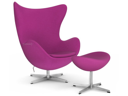 Egg Chair Divina|Divina 662 - Dark pink|Satin polished aluminium|With footstool