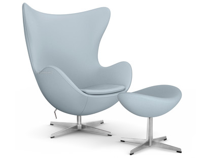 Egg Chair Divina|Divina 171 - Light grey|Satin polished aluminium|With footstool