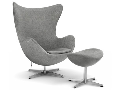 Egg Chair Hallingdal 65|130 - Grey|Satin polished aluminium|With footstool