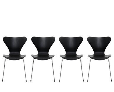 Series 7 Promotion Set of 4 Seat black coloured ash, base chrome plated