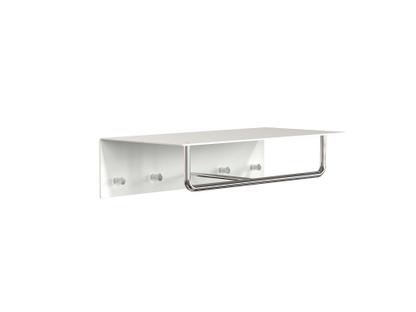 Unu wall coat rack With rod|With 4 hooks|White matt / polished stainless steel 