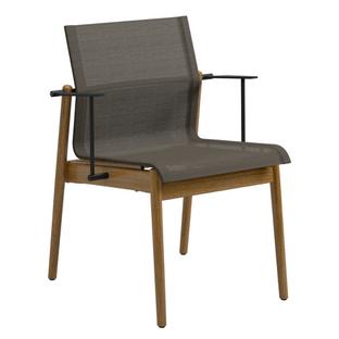 Sway Teak Chair Powder coated anthracite|Fabric Sling granite|With armrests